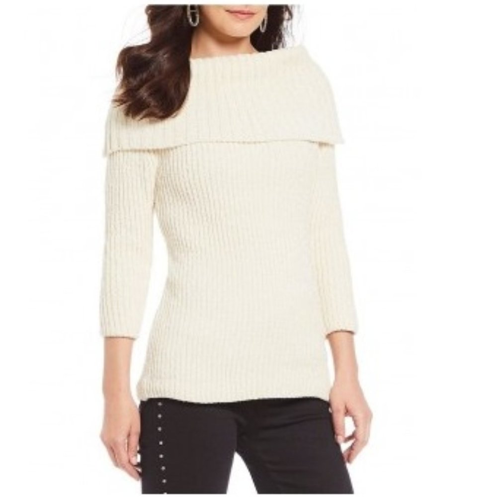 NWT Reba chenille off shoulder Women's sweater 3/4 Sleeves Size XL